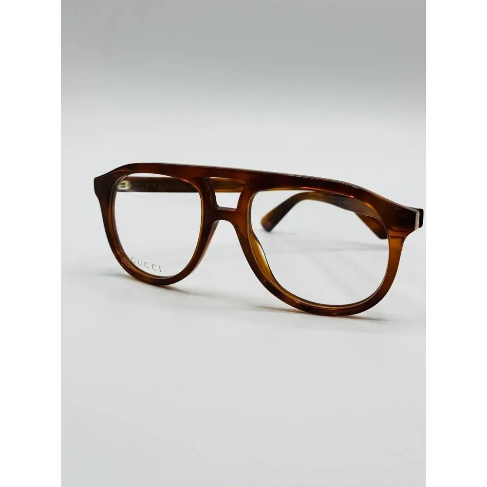 Gucci Eyeglasses Frames GG1320O-002 Brown Aviator Double Bridge 54-19-145 New